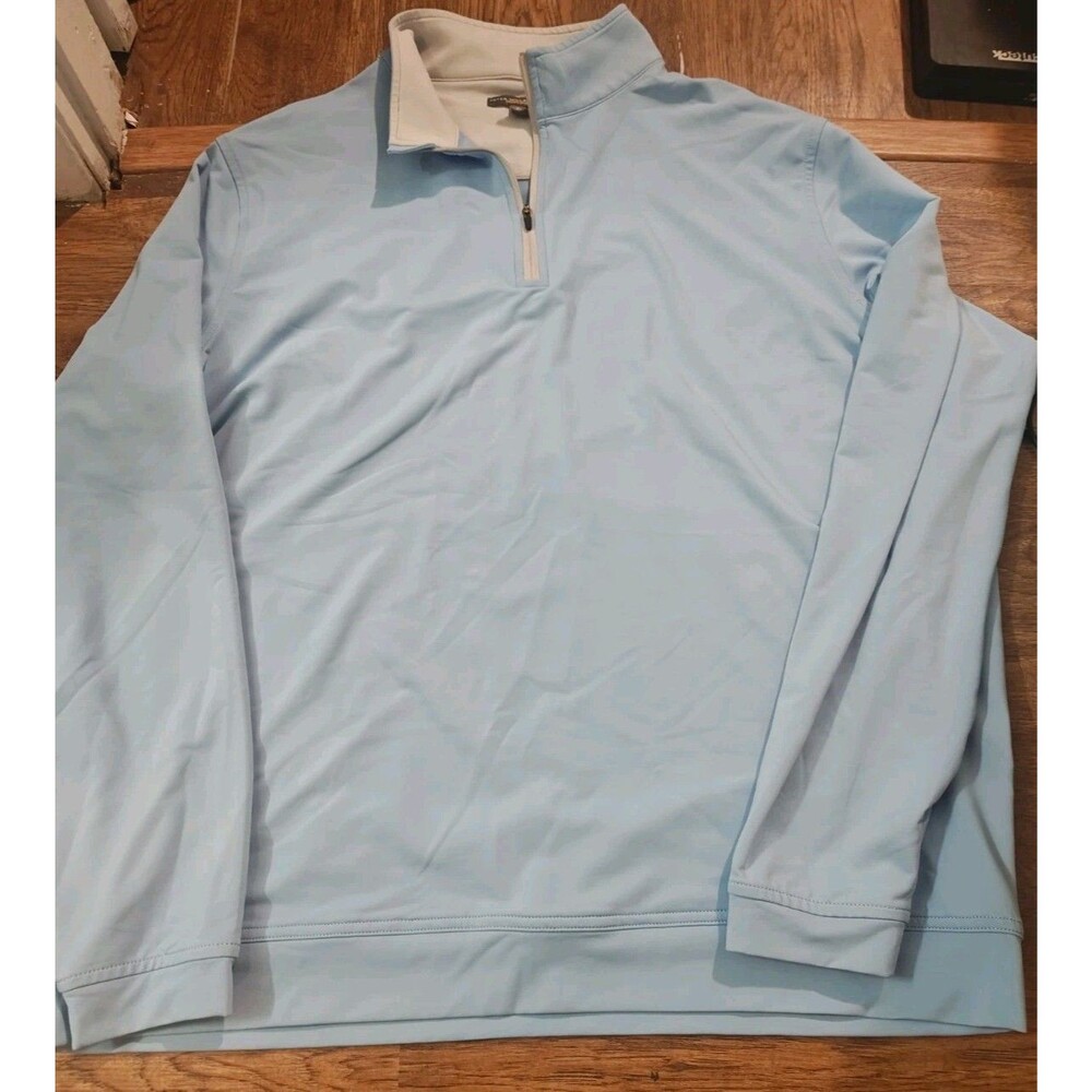 Peter Millar Crown Sport Quarter Zip Performance Stretch Light Blue Mens XL Golf